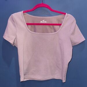 Hollister Women's Soft Gray Ribbed Crop Top